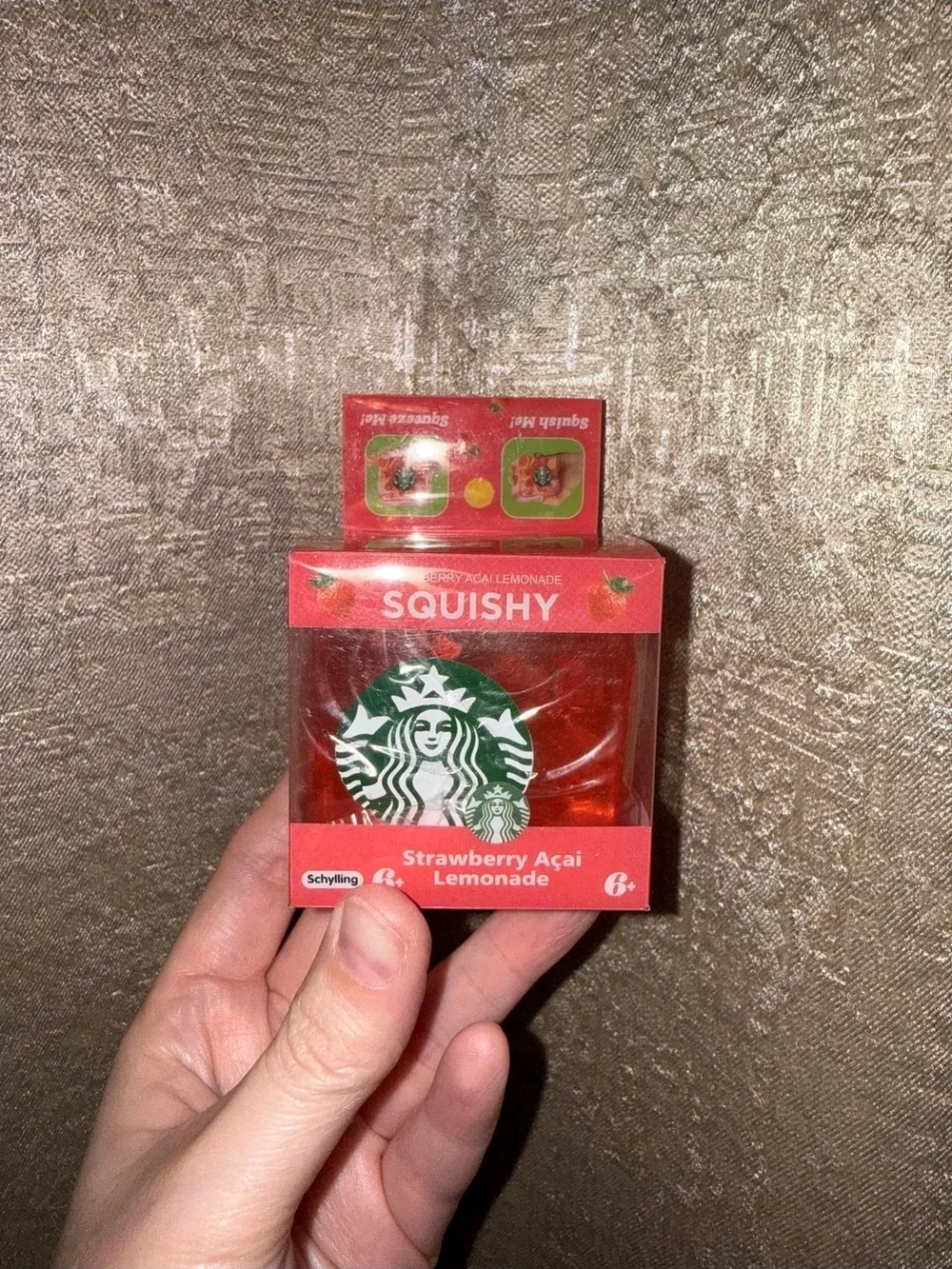 Squishy Needoh Starbucks Strawberry Açai Lemonade Toy - Red Star Logo Design